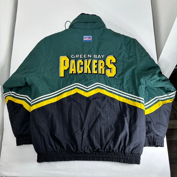 VTG 1990s Pro Line Green Bay Packers NFL Puffer Heavy Jacket Sz L Collectible - Picture 7 of 11